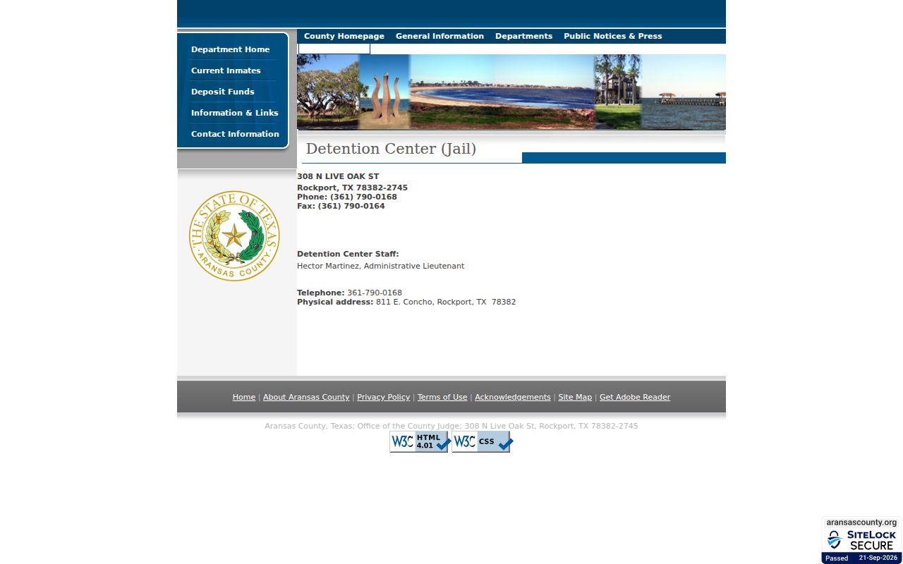 Aransas County Detention Center contact and address information